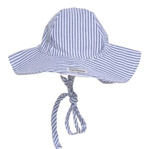 NWTs Flap Happy Floppy Hat 0-3 months in Chambray Stripe Seersucker